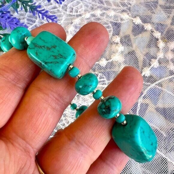 Chunky Turquoise Stretch Bracelet - Picture 5 of 8